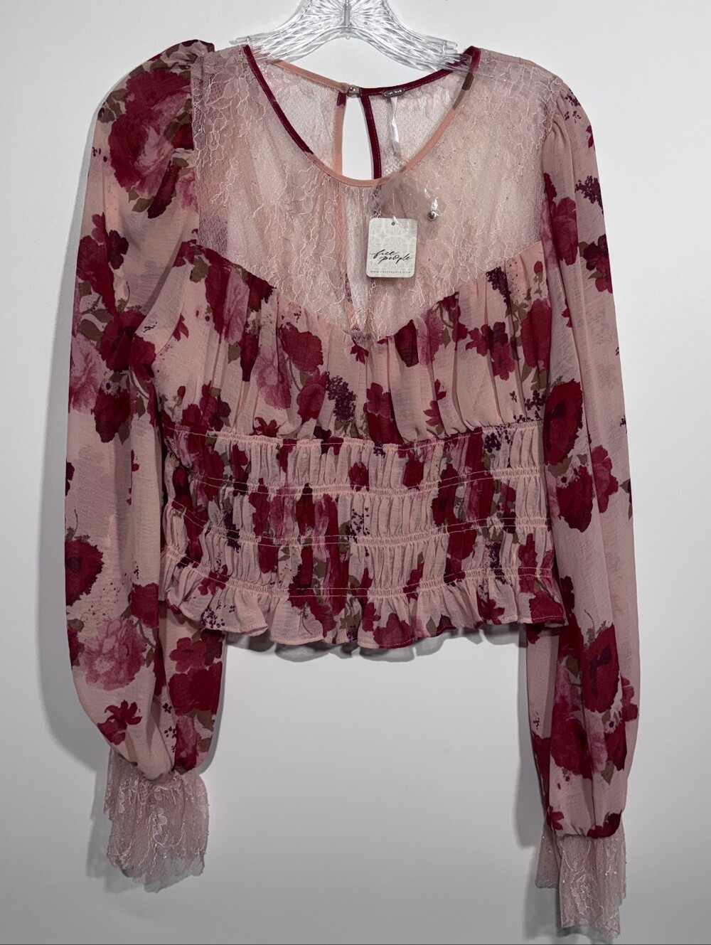 Free People Daphne Blouse in Romantic Combo Size L New